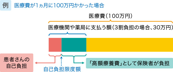 （図）医療費が1ヵ月に100万円かかった場合の例